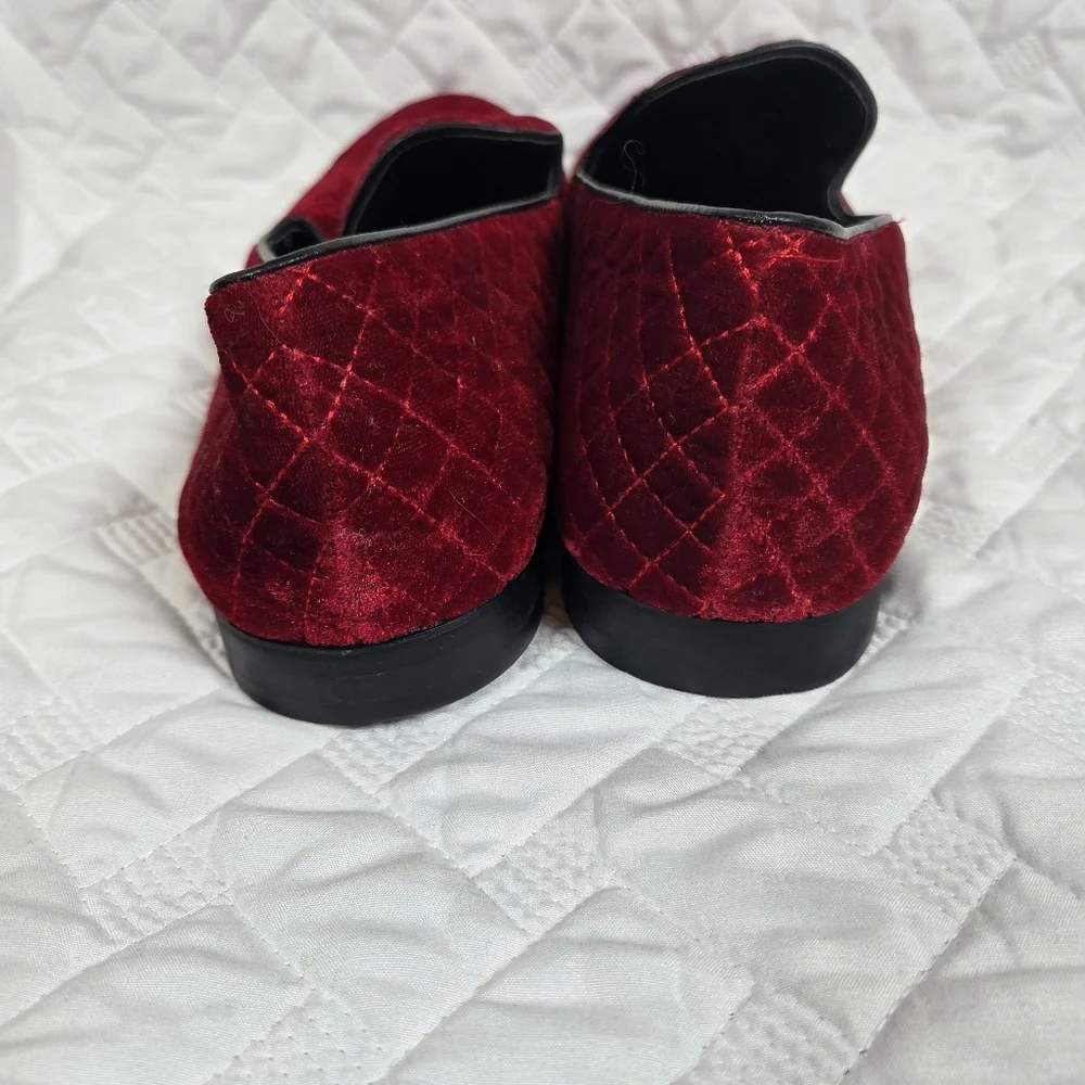Giorgio Brutini Chatwal Red Velvet Diamond Stitched Loafer Slippers Men 11,5